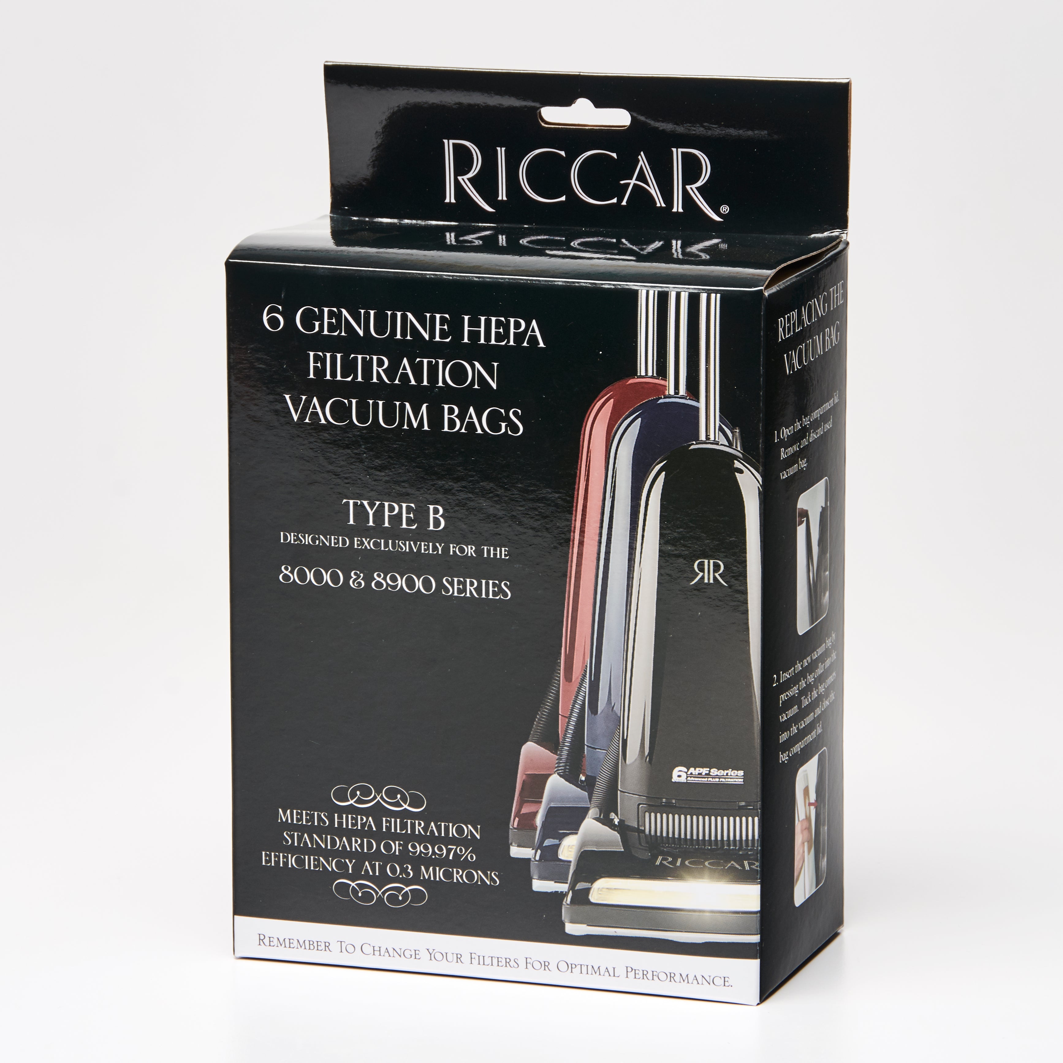 Riccar Genuine Type B HEPA Vacuum Bags for 8000 and 8900 Series Vacuums in a 6 Pack