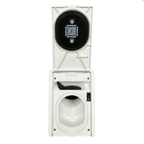 Valve trim kit for Hide-A-Hose central vacuum system, pictured open