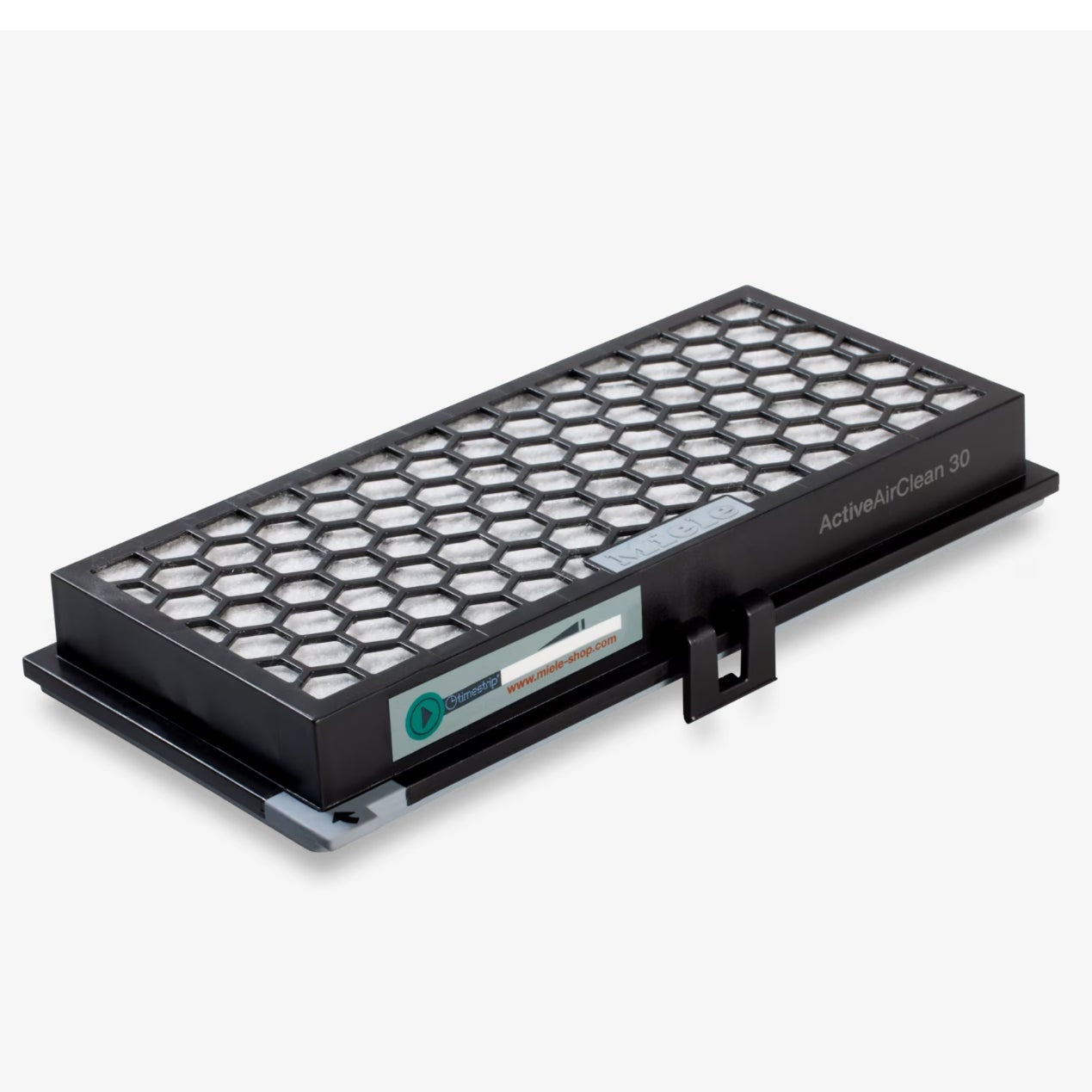 Air filter with honeycomb design on a white background