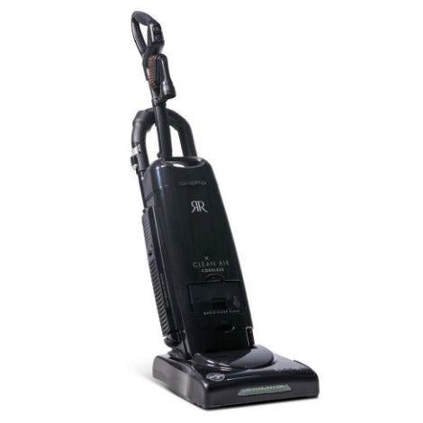 Black upright vacuum cleaner on a white background