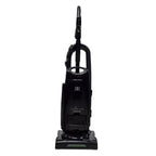 Black upright vacuum cleaner on a white background