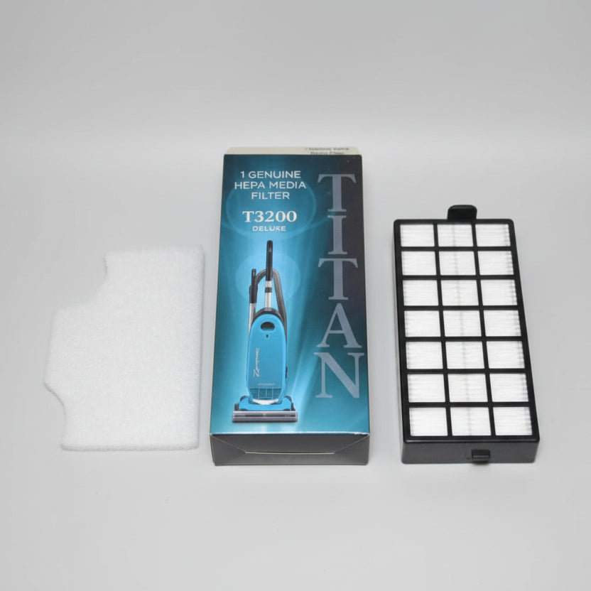 Vacuum filter set with packaging on a white background